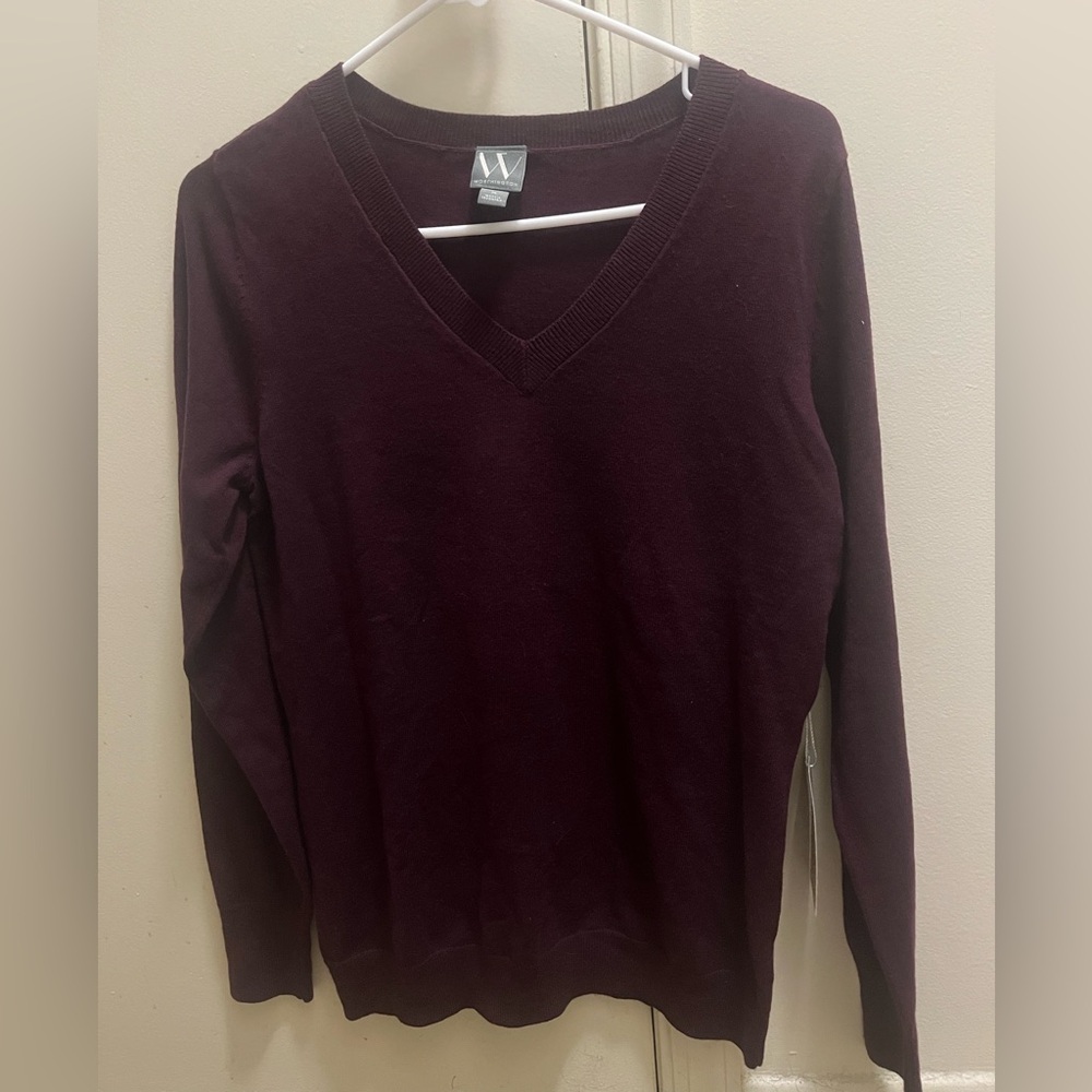 Wine Colored V-Neck Sweater